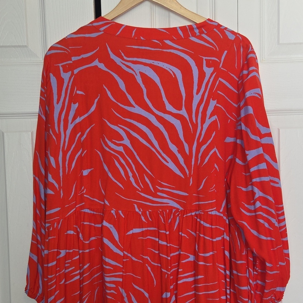 Stylish Red and Blue Zebra Print Dress - Picture 5 of 6